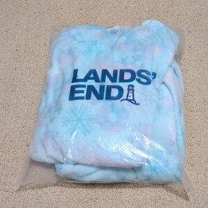 Lands' End Blue Snowflake Fleece Pajama Set